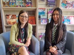 Year 11 student Jaipal Uppal pictured with Zoe Rowley, librarian at Wolverhampton Grammar School
