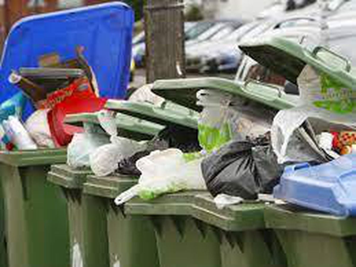 Uncollected rubbish bins in Sandwell during industrial action