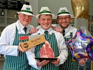 Butchers Anthony Holt, Thomas Buxton and John Whitten celebrating the award