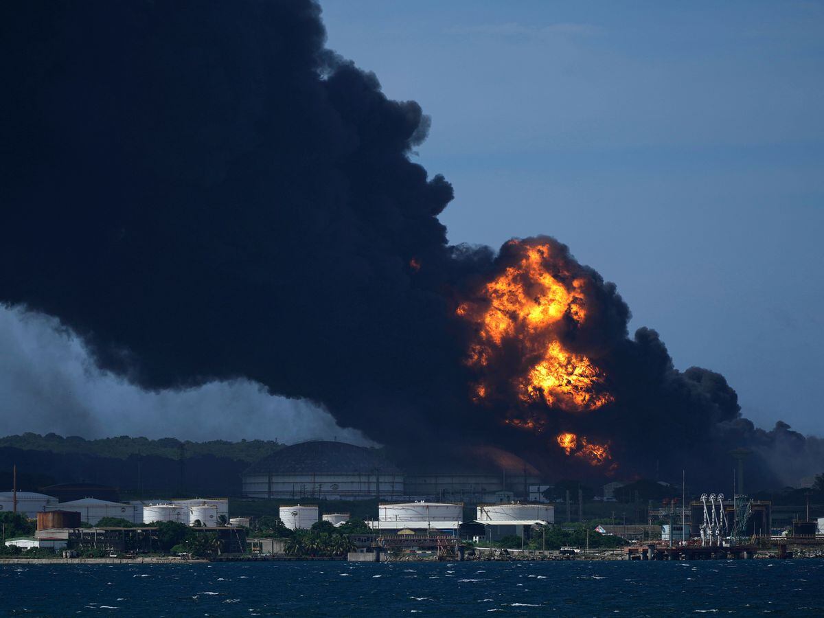 Flames and smoke rise from Matanzas supertanker base
