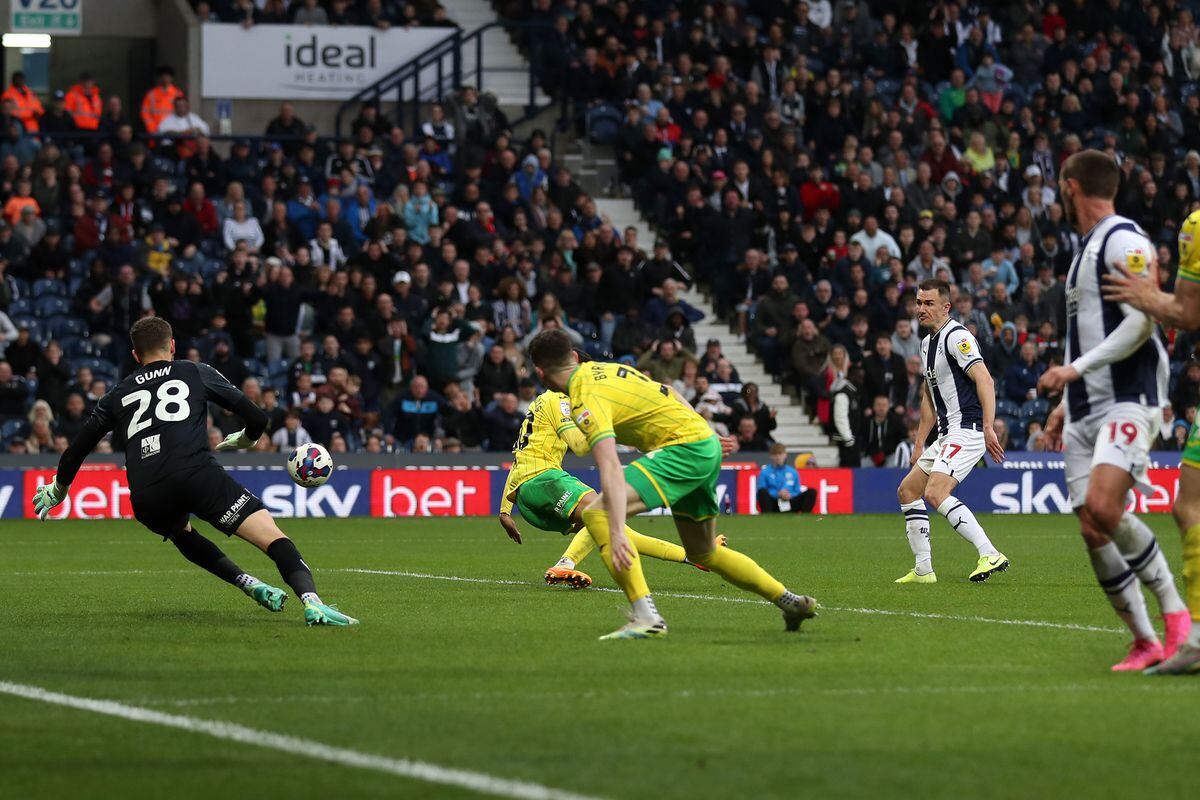  Jed Wallace of West Bromwich Albion scores a goal to make it 2-1 (Photo by Adam Fradgley/West Bromwich Albion FC via Getty Images).
