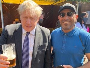 Mr Johnson having a pint at The Mount Tavern in Penn, photographed with Mr P Gill (Image: Mr Gill)