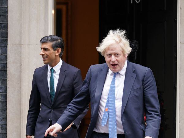 Prime Minister Boris Johnson and Chancellor of the Exchequer Rishi Sunak, exit 10 Downing Street, London