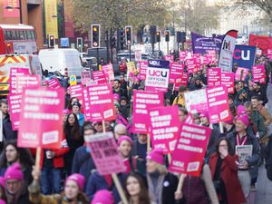 UCU protesters march along Euston Road