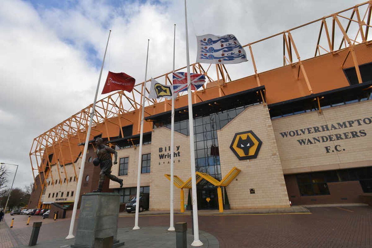 The flags at Molineux are flying at half mast in memory of Wolves supporter Martyn Matthews