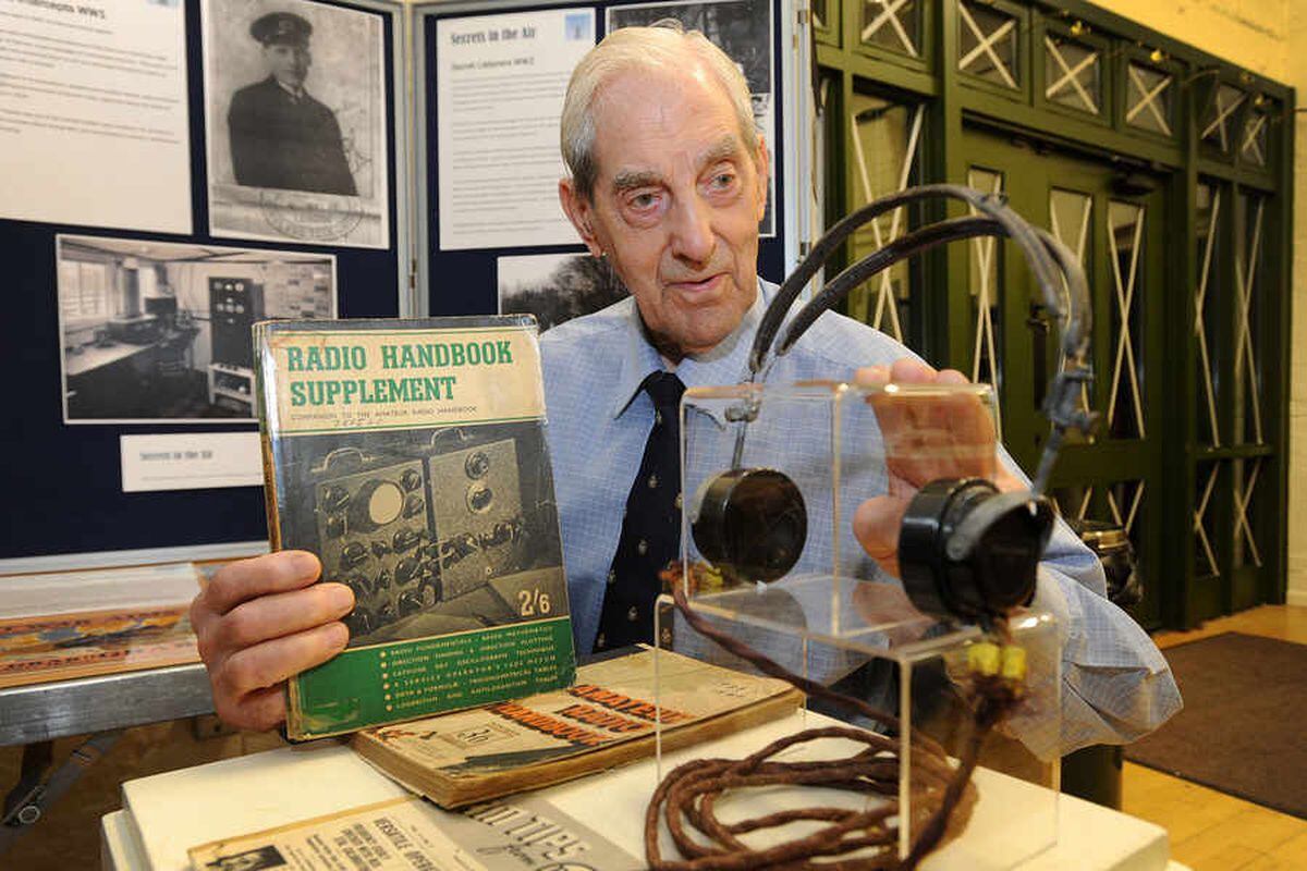 Harry Platt with WW2 radio headphones he donated to Bantock House Museum, Finchfield Road, Wolverhampton