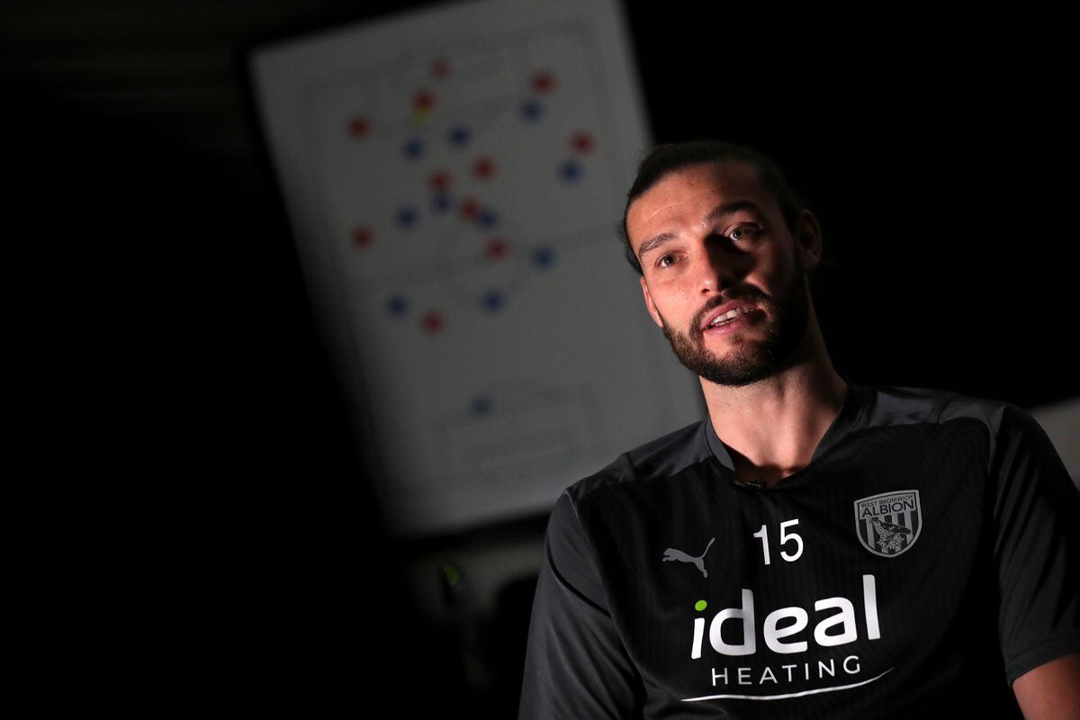 West Bromwich Albion new signing Andy Carroll at West Bromwich Albion Training Ground on January 28, 2022 in Walsall, England. (Photo by Adam Fradgley/West Bromwich Albion FC via Getty Images).