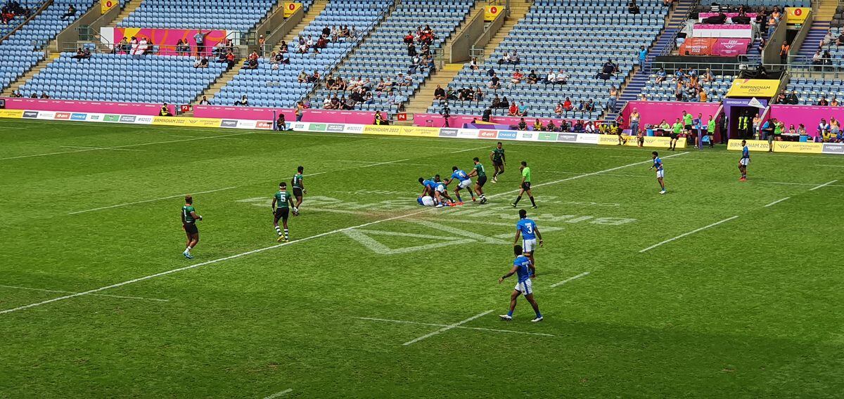 Samoa and Sri Lanka go at it at the Coventry Stadium in the rugby sevens