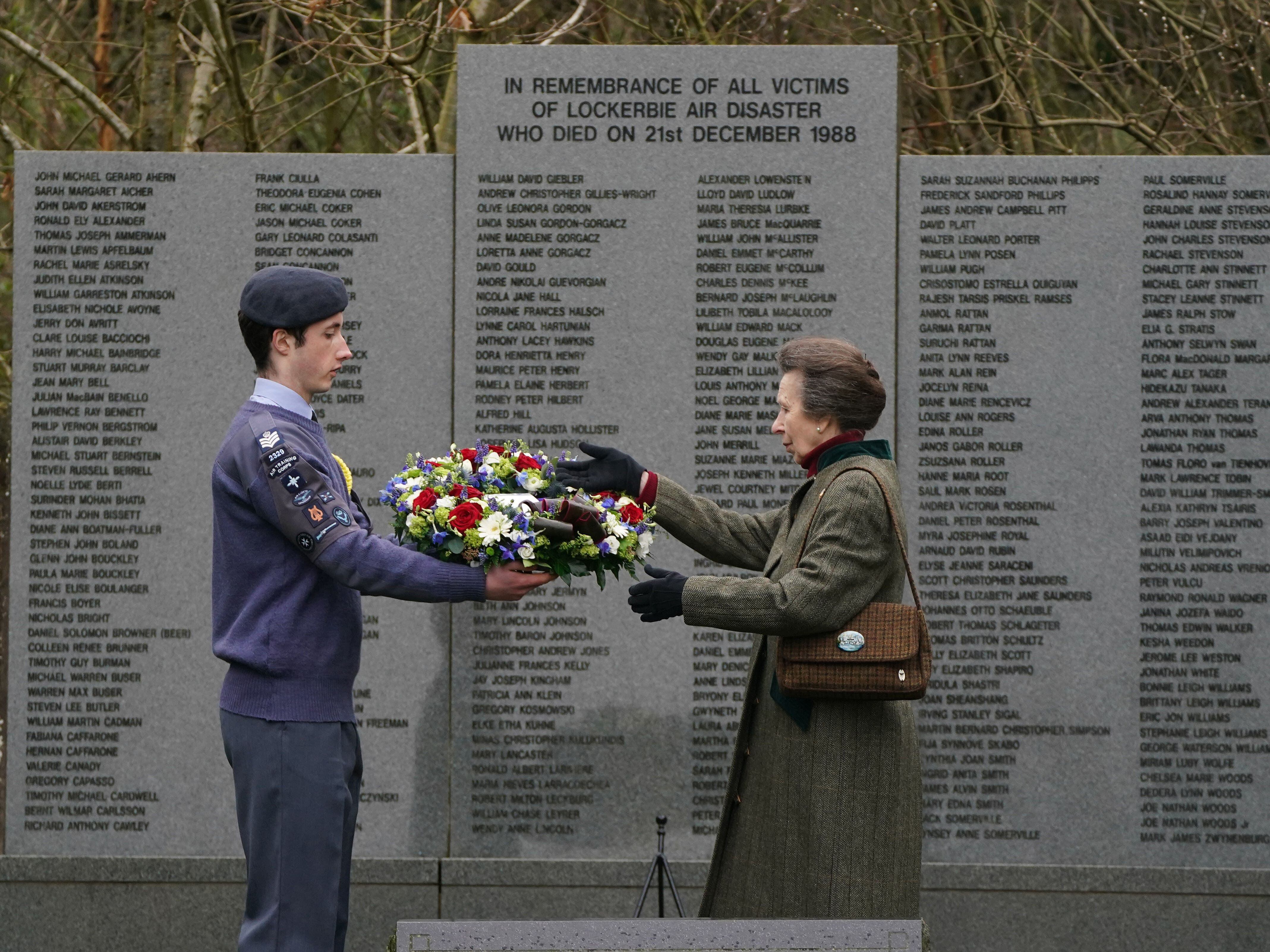 Princess Royal lays wreath in remembrance of those killed in Lockerbie bombing