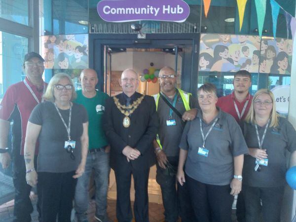 Mayor of Sandwell Councillor Bill Gavan at the Let's Chat Hub in West Bromwich