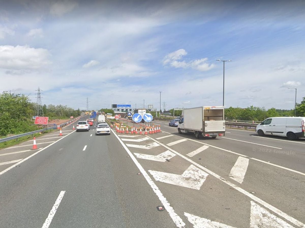 The northbound carriageway exit at Junction 10 of the M6 will be closed until 5am on Monday. Photo: Google Street Map