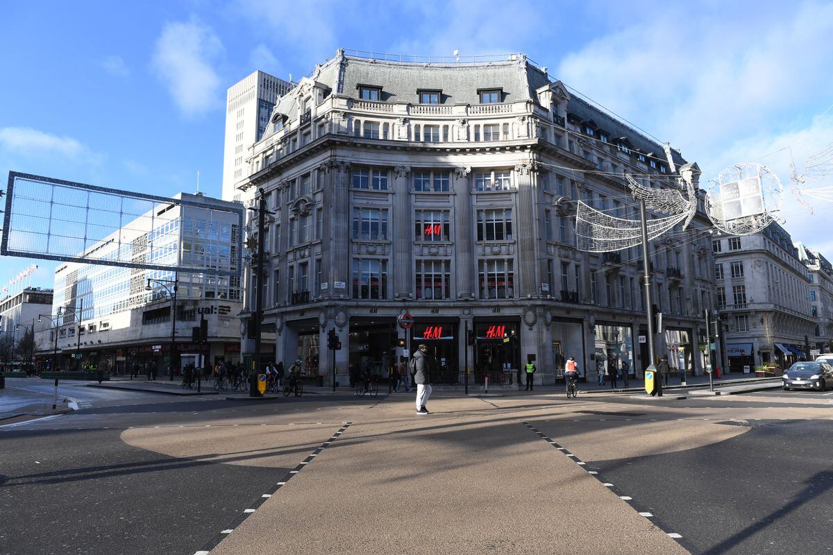 A near-empty Oxford Circus in London after the new rules came into force