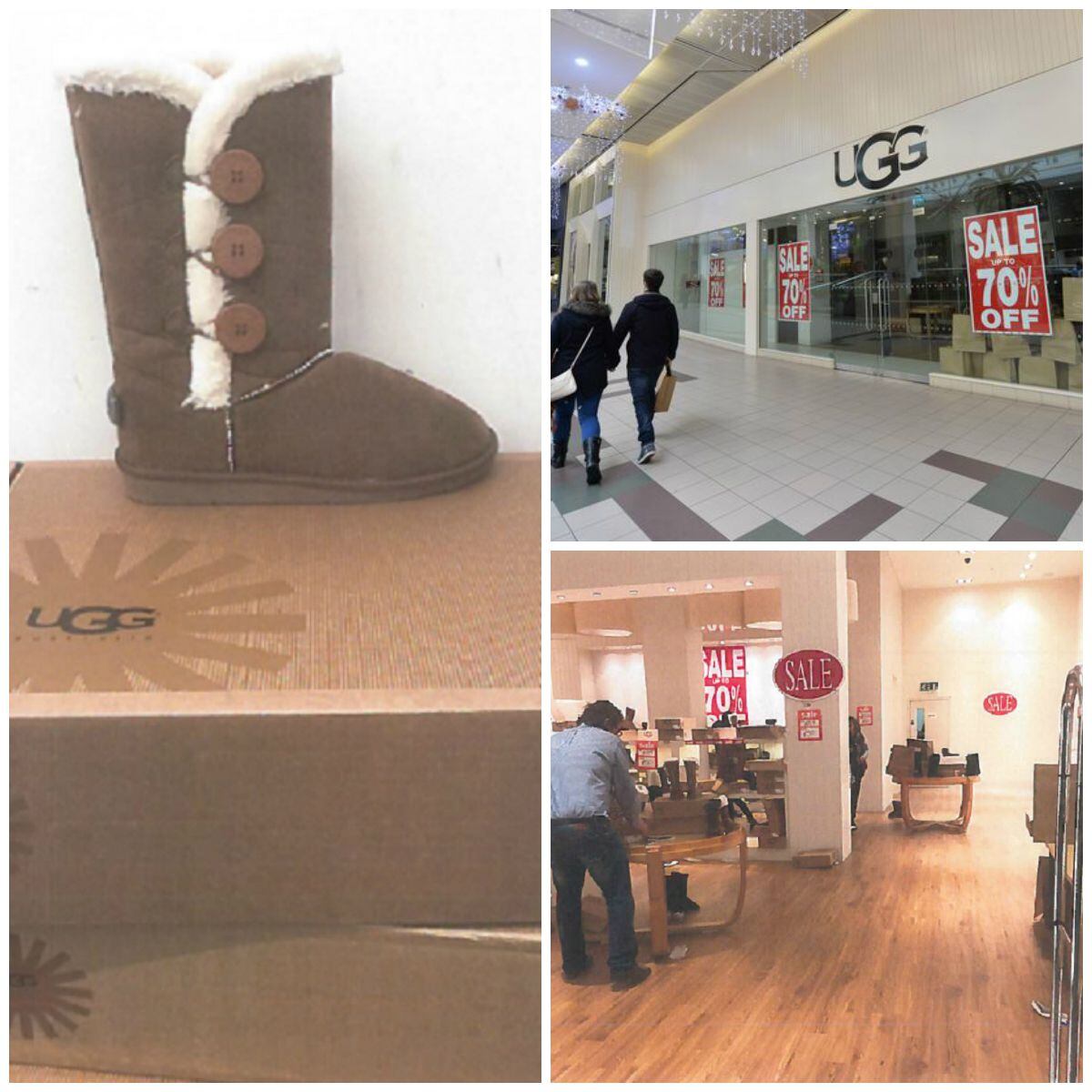 The boots were on sale at a shop in the former Pavilions shopping centre