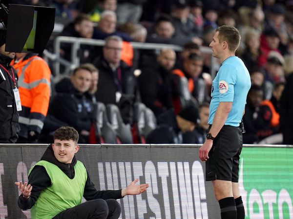 
              
Referee Michael Salisbury checks the pitch side VAR monitor before ruling out the goal by Southampton's James Ward-Prowse (not pictured) during the Premier League match at St. Mary's Stadium, Southampton. Picture date: Saturday January 21, 2023. PA Photo. See PA story SOCCER Southampton. Photo credit should read: Andrew Matthews/PA Wire.


RESTRICTIONS: EDITORIAL USE 
ONLY No use with unauthorised audio, video, data, fixture lists, club/league logos or "live" services. Online in-match use limited to 120 images, no video emulation. No use in betting, games or single club/league/player publications.
            
