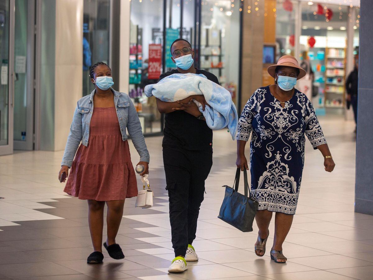 People wearing masks at a shopping centre in Johannesburg, South Africa