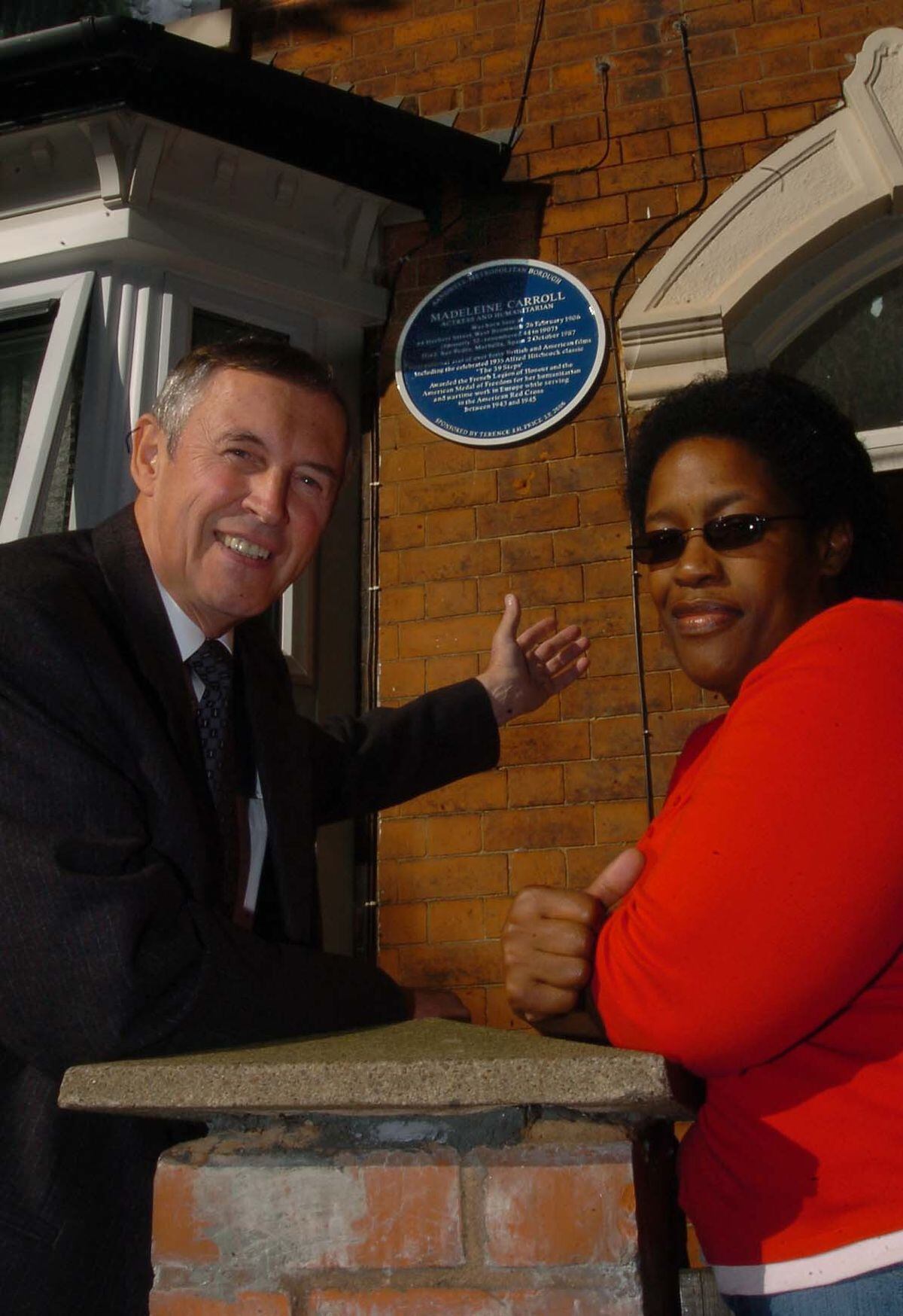 Historian Terry Price arranged for a blue plaque to be installed at Madeleine's birthplace in Herbert Street, West Bromwich in 2006. He was pictured with Mary McGlashen who was living at the house in the time.