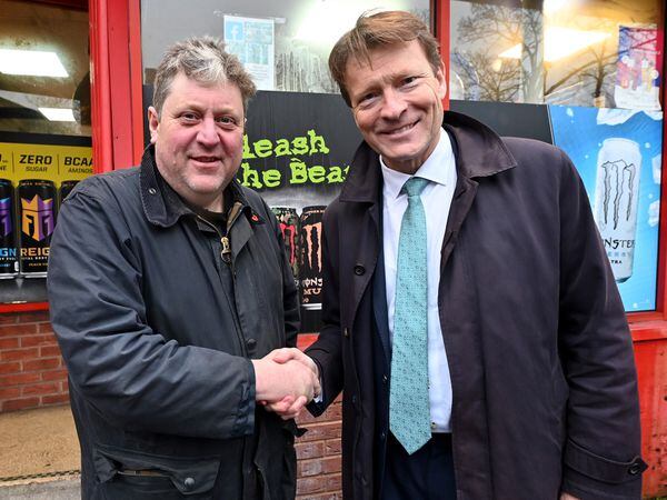 Lichfield councillor Barry Gwilt (left) with Reform UK leader Richard Tice on a visit to the West Midlands