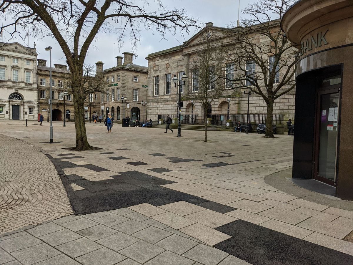 The paved area surrounding Market Square in Stafford. Photo: Leah Cassady