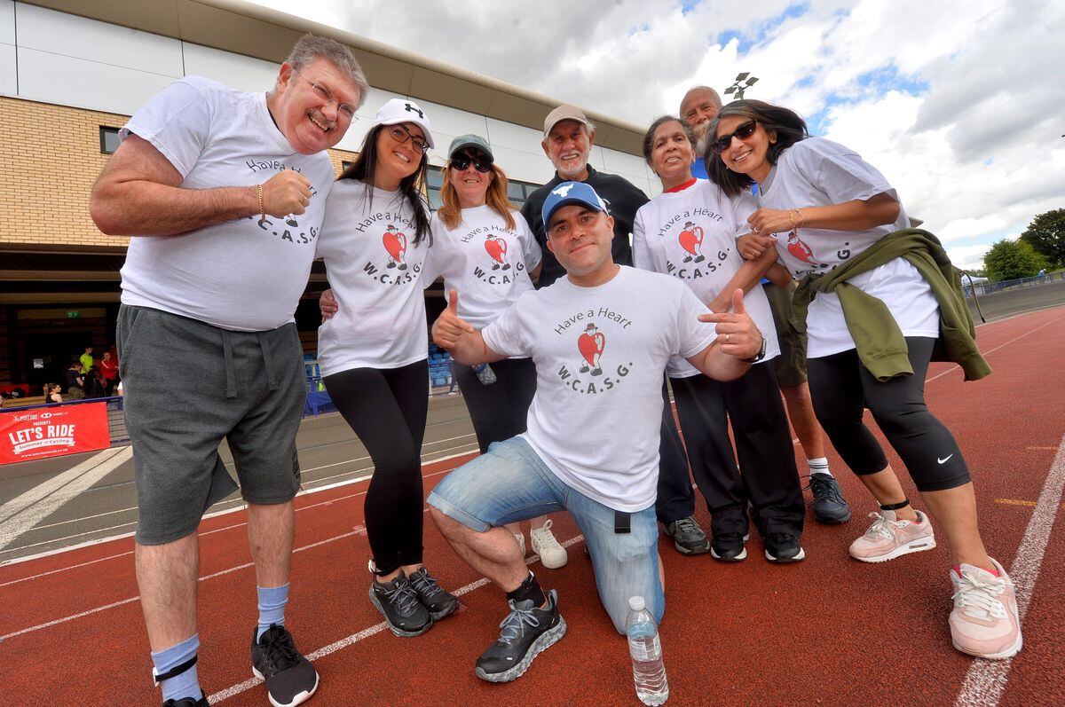 A group from the Wolverhampton Coronary Aftercare Support Group. Front: Chris Scordis. Back, from left: Ron Fellows, Jen Davies, Debra Perry, Roy Collins, Mike Felton, Hanso Badham and Maya Summan