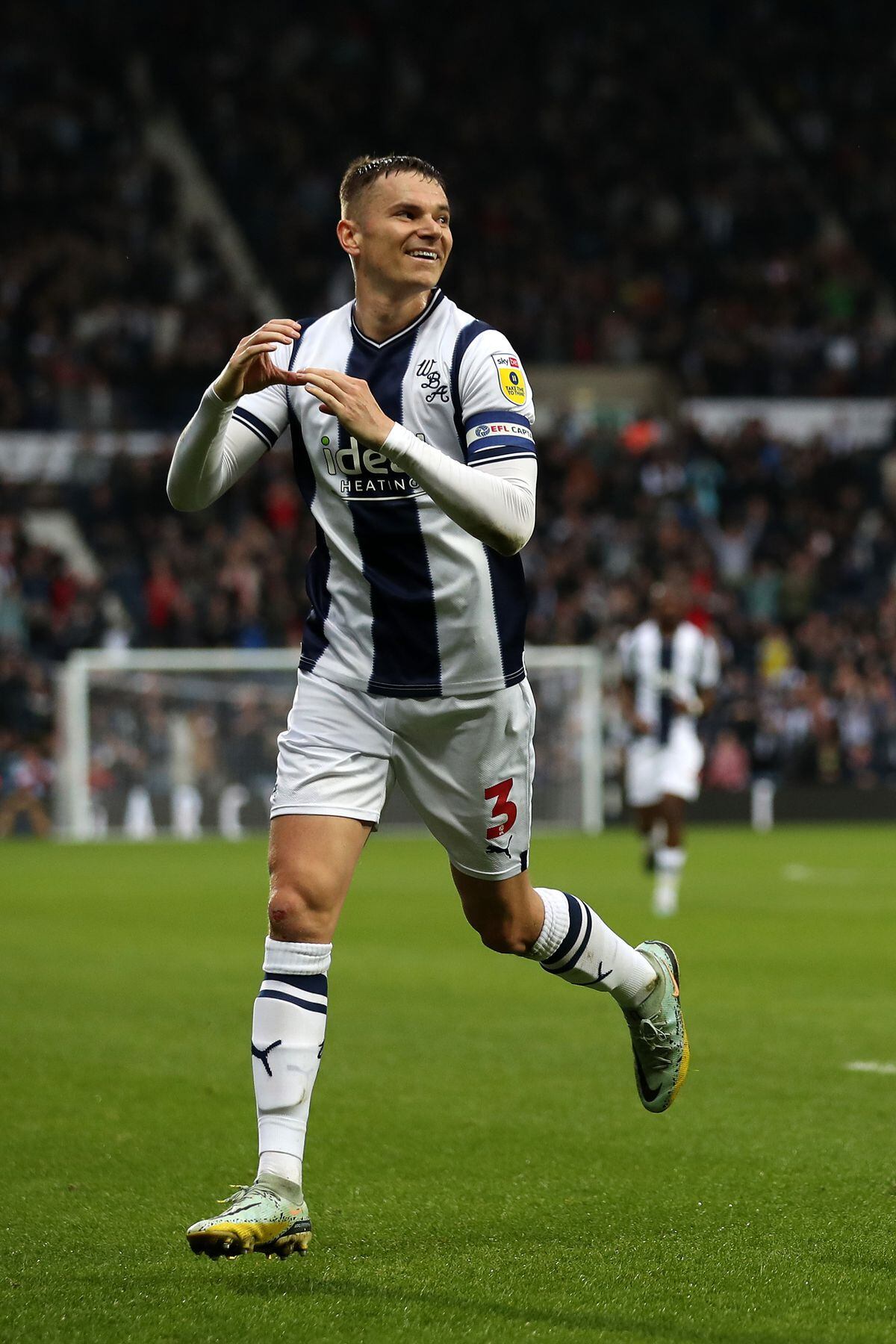 Conor Townsend of West Bromwich Albion celebrates after scoring a goal to make it 1-1 (Photo by Adam Fradgley/West Bromwich Albion FC via Getty Images).