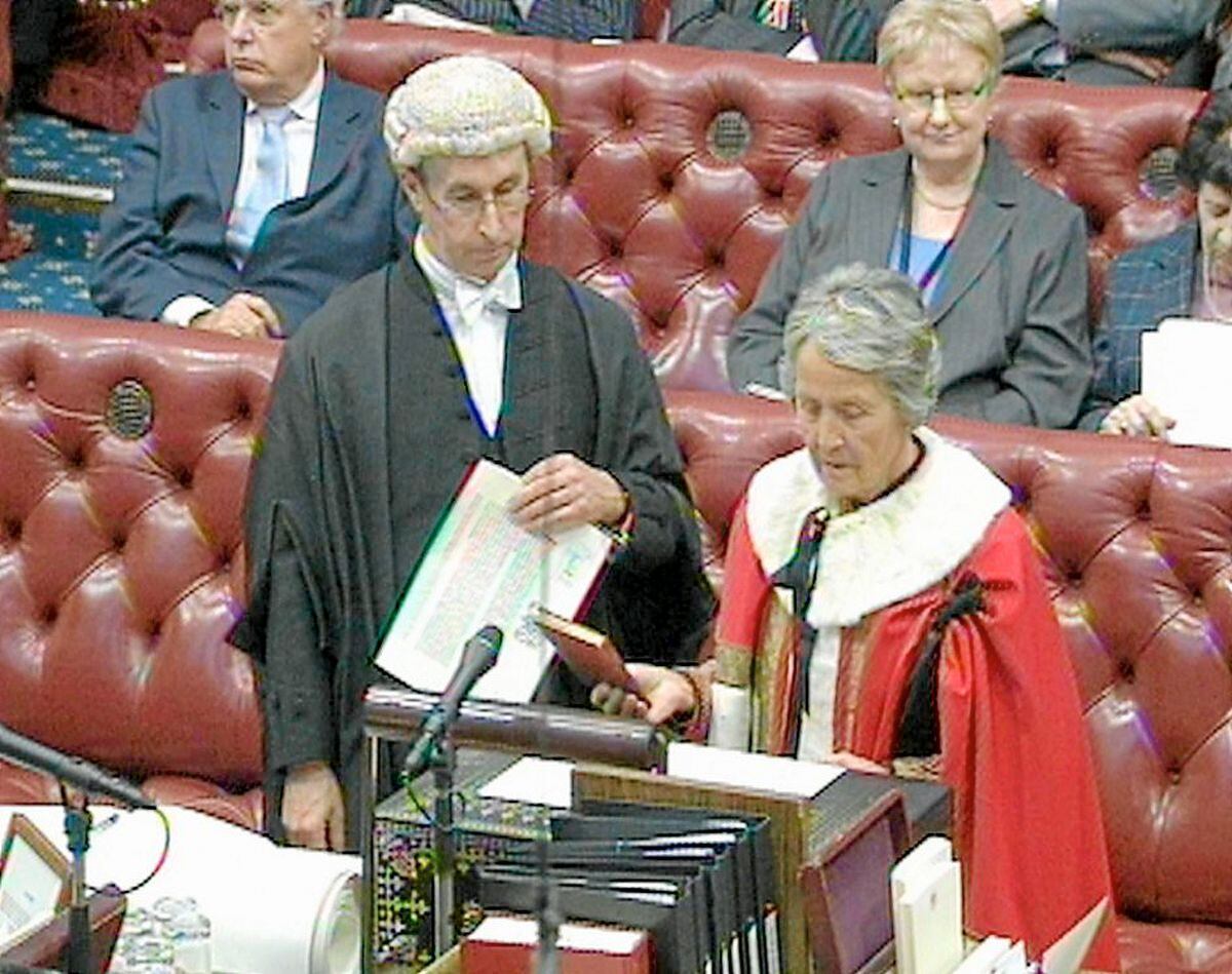 Baroness Heyhoe Flint taking up her seat in the House of Lords on January 25, 2011. Photo: Press Association