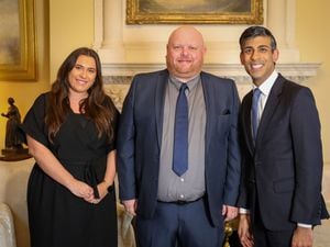 Alistair Jones, founder of Action for Albion, centre, with Prime Minister Rishi Sunak and West Bromwich East MP Nicola Richards 