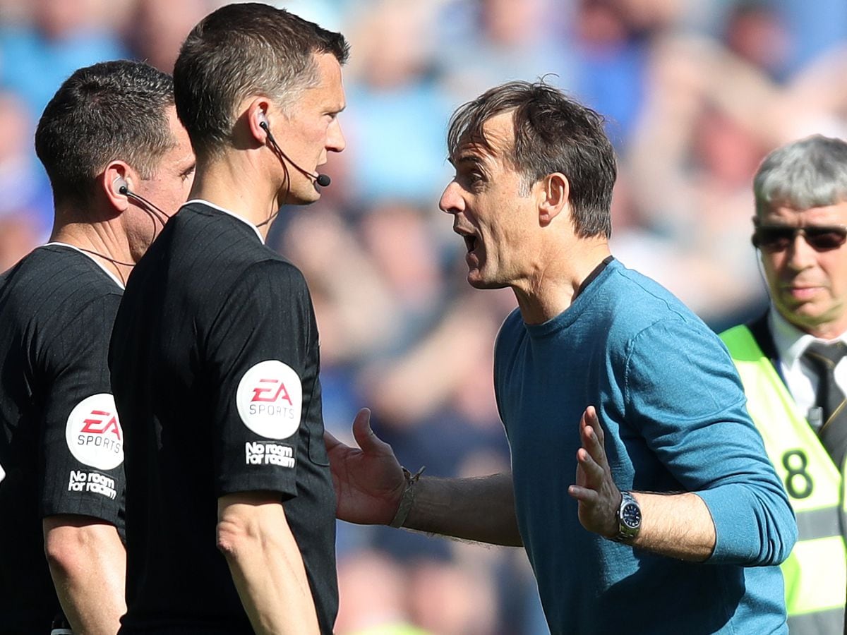 Wolves boss Julen Lopetegui appeals to referee David Coote after Saturday's draw with Everton at Molineux (Picture: Getty Images)