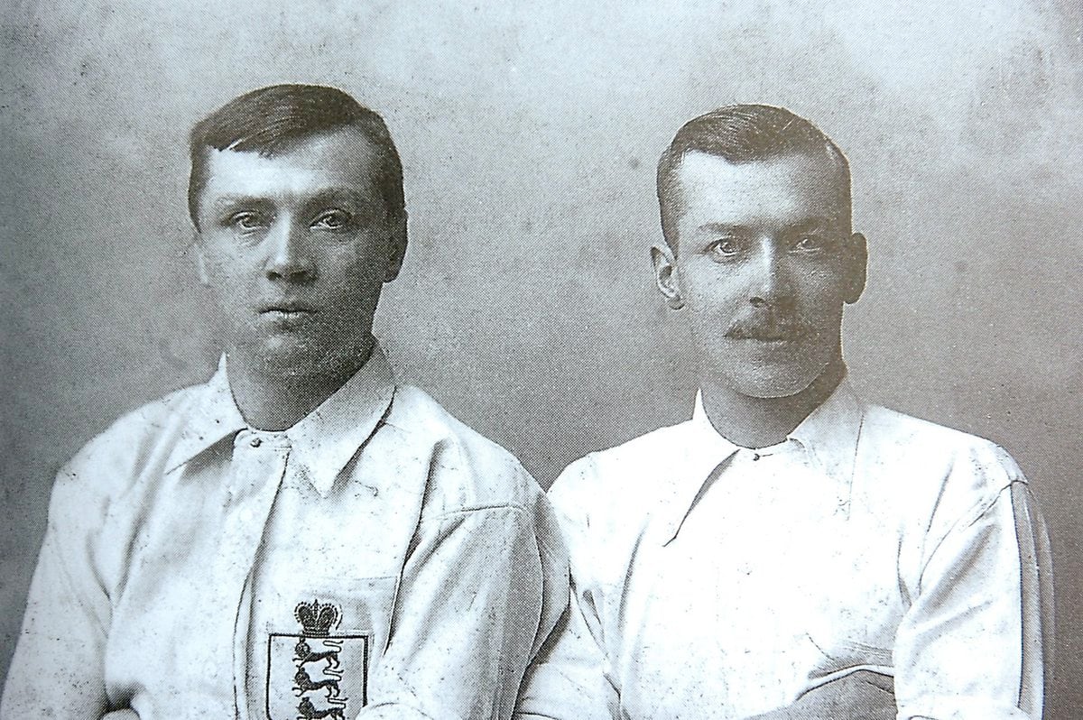Steve Bloomer with his Derby County and England team-mate Ben Warren