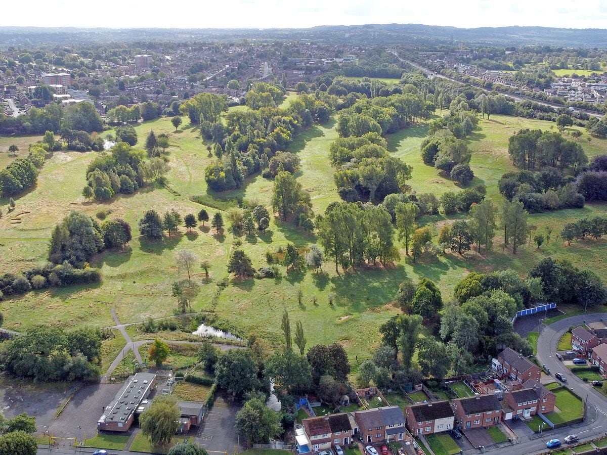 An aerial photo of the former Brandhall Golf Course in Oldbury