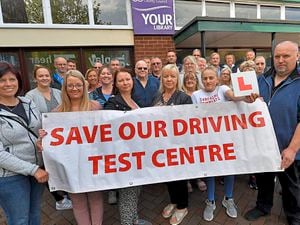 Councillors, driving instructors and pupils turned out to protest at the planned closure of the driving test centre in Cannock