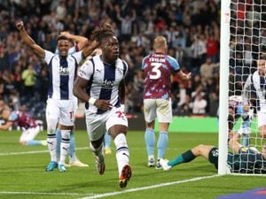 WEST BROMWICH, ENGLAND - SEPTEMBER 03: Brandon Thomas-Asante of West Bromwich Albion celebrates after scoring a goal to make it 1-1 during the Sky Bet Championship between West Bromwich Albion and Burnley at The Hawthorns on September 3, 2022 in West Bromwich, United Kingdom. (Photo by Adam Fradgley/West Bromwich Albion FC via Getty Images).