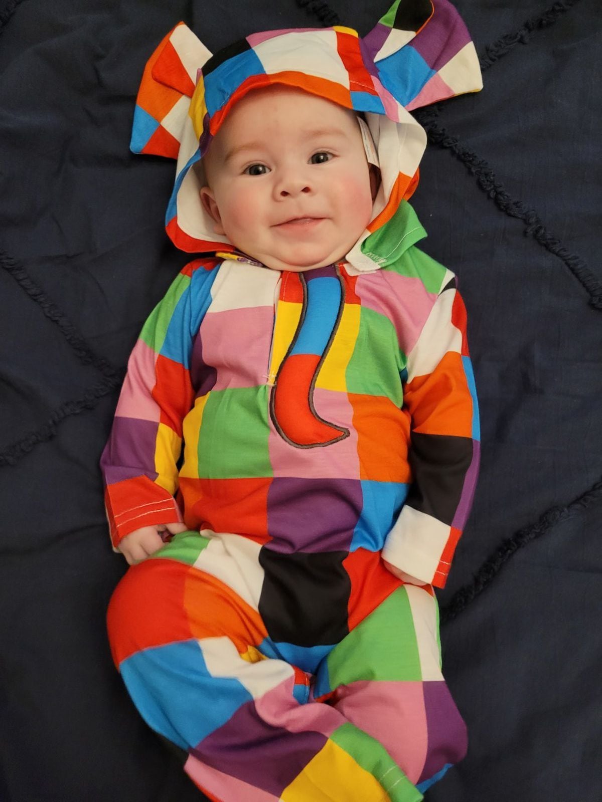 Elmer the Patchwork Elephant as a baby! Grace Williams, four months old.