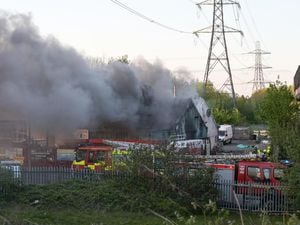 A fire broke out at a business in Titford Lane, Rowley Regis, with smoke seen billowing across the M5. Photo: SnapperSK