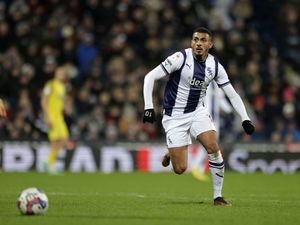 Karlan Grant of West Bromwich Albion looks on during the Sky Bet Championship game between West Bromwich Albion and Preston North End at The Hawthorns on December 29, 2022 in West Bromwich, United Kingdom. (Photo by Malcolm Couzens - WBA/West Bromwich Albion FC via Getty Images).