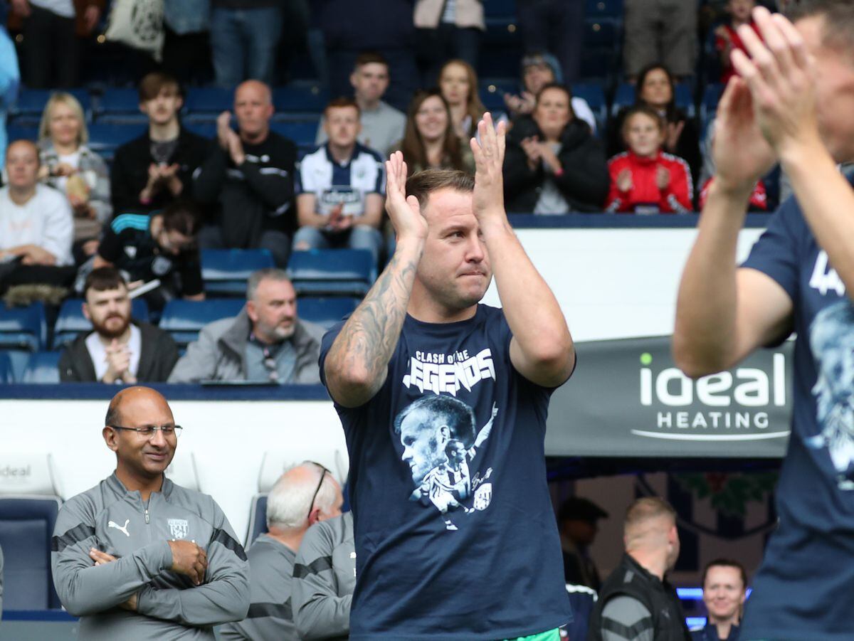 Simon Cox returned to The Hawthorns in September for the Clash of the Legends match (Photo by Adam Fradgley/West Bromwich Albion FC via Getty Images).