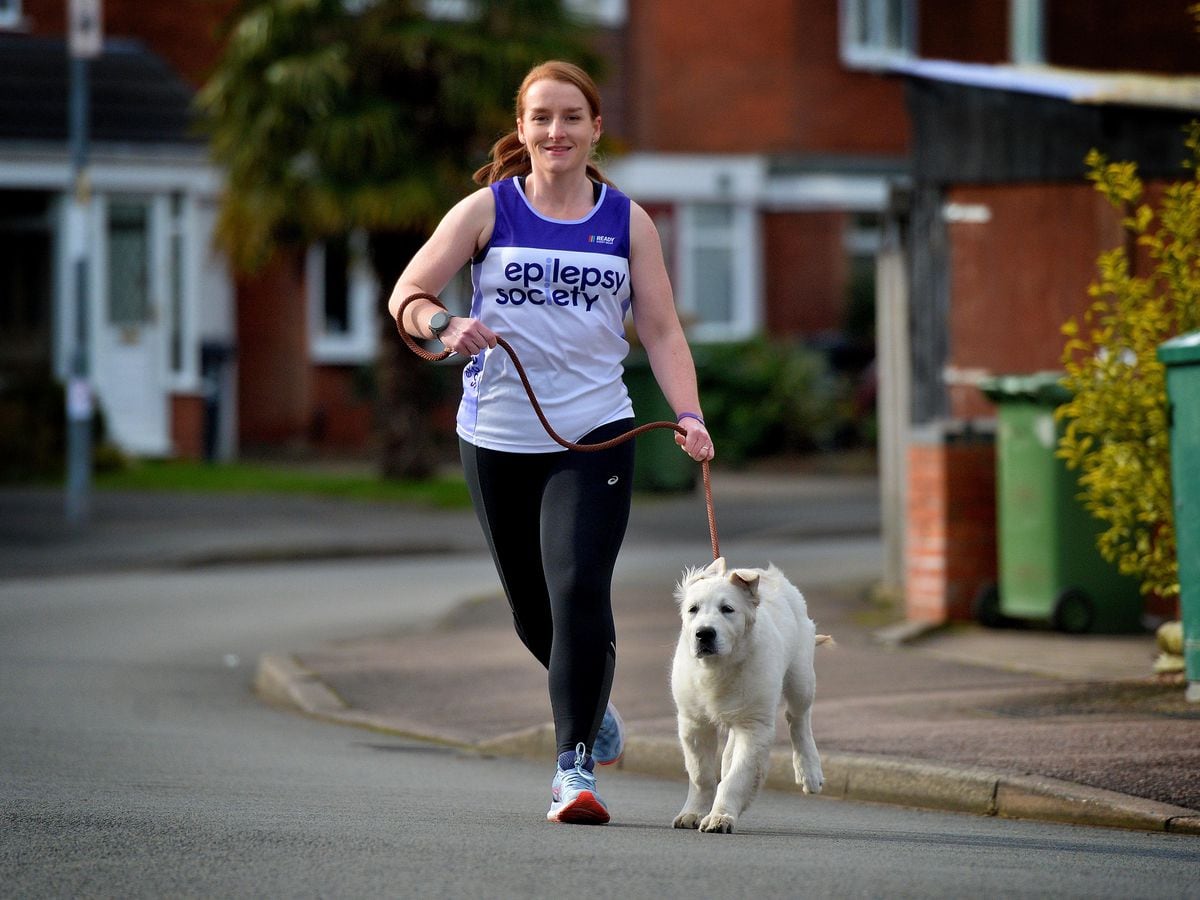 WALSALL COPYRIGHT EXPRESS AND STAR STEVE LEATH 11/02/2022..Pics in Pelsall of Midwife: Lucy Sidwells. She has epilepsy and is running the London Marathon for the Epilepsy Society. On some pics is her dog Frankie, who she is hoping will make it to be a therapy dog..