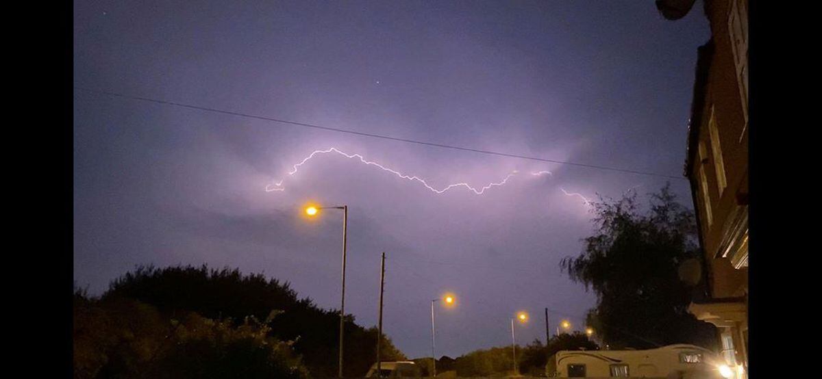 Lightning pictured in Heath Hayes, Cannock, by Lisa Fennell