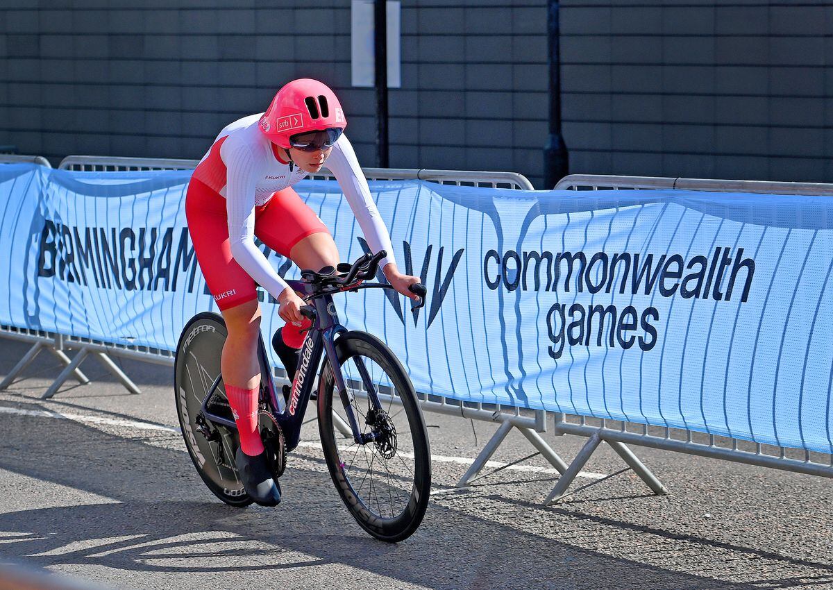 England's Abi Smith gets her time trial underway