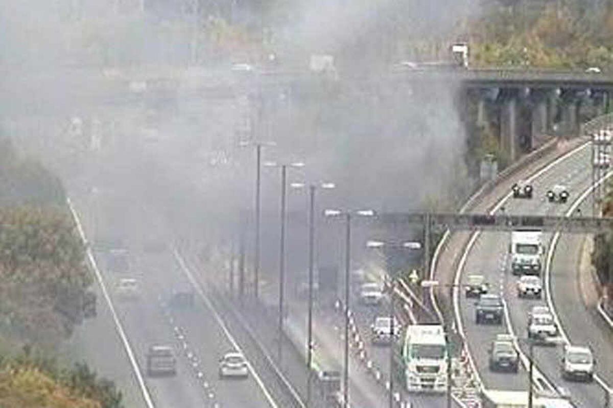 Lorry fire closes M6 slip road