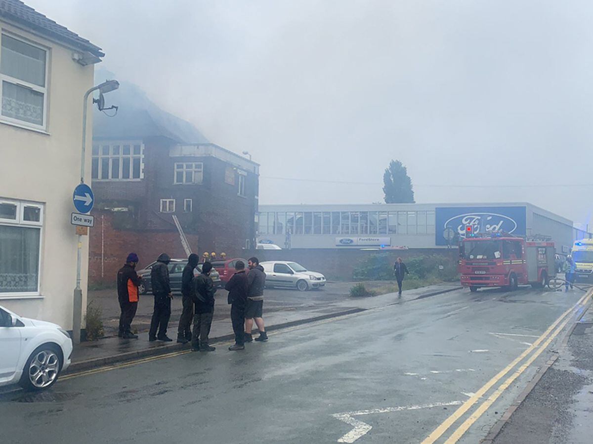 Firefighters tackling the blaze at former Foresters Arms, in Blakenhall. Picture: @KyleLSmith09
