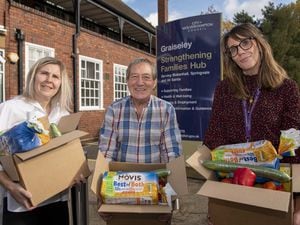 Preparing food parcels to help families during half-term were Lisa Raghunanan, Strengthening Families Partnership Manager; Councillor Dr Michael Hardacre, Cabinet Member for Education and Skills, and Amy Cadman, Strengthening Families Delivery Manager