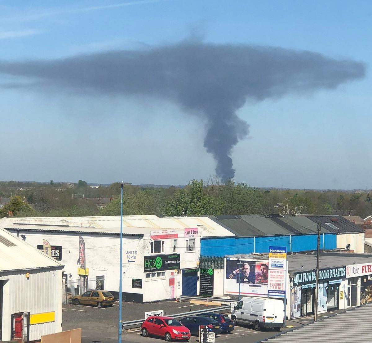 The smoke seen from Dudley Port. Photo: Sarah Rorbach