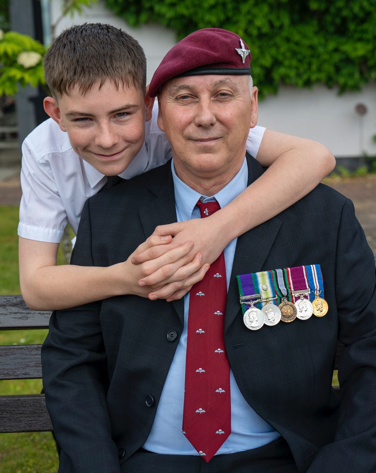 Former Paratrooper Nigel McNeilly and his grandson Riley Jak Roberts