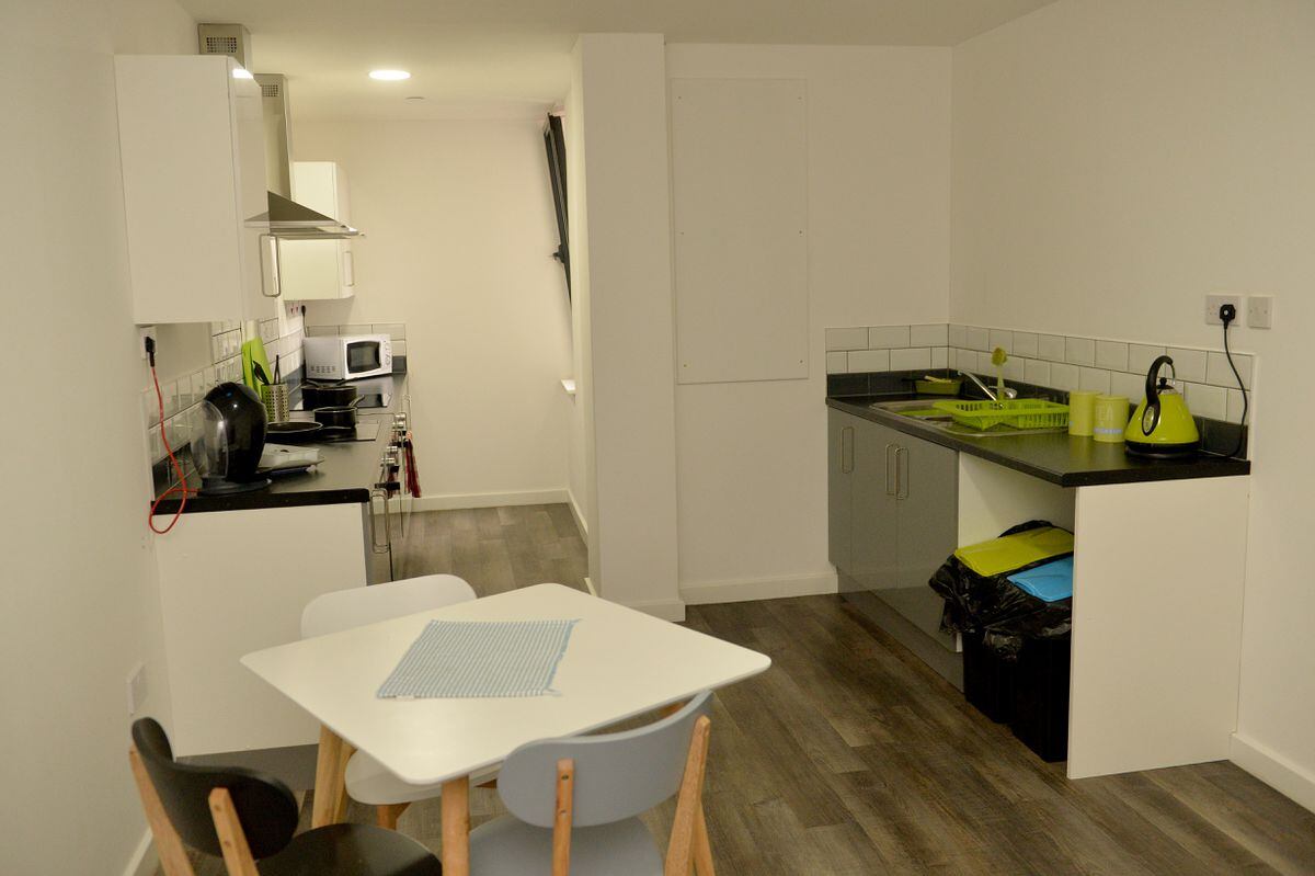Each apartment has a shared kitchen
