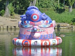 A huge inflatable argonaut has been installed in Walsall Arboretum lake