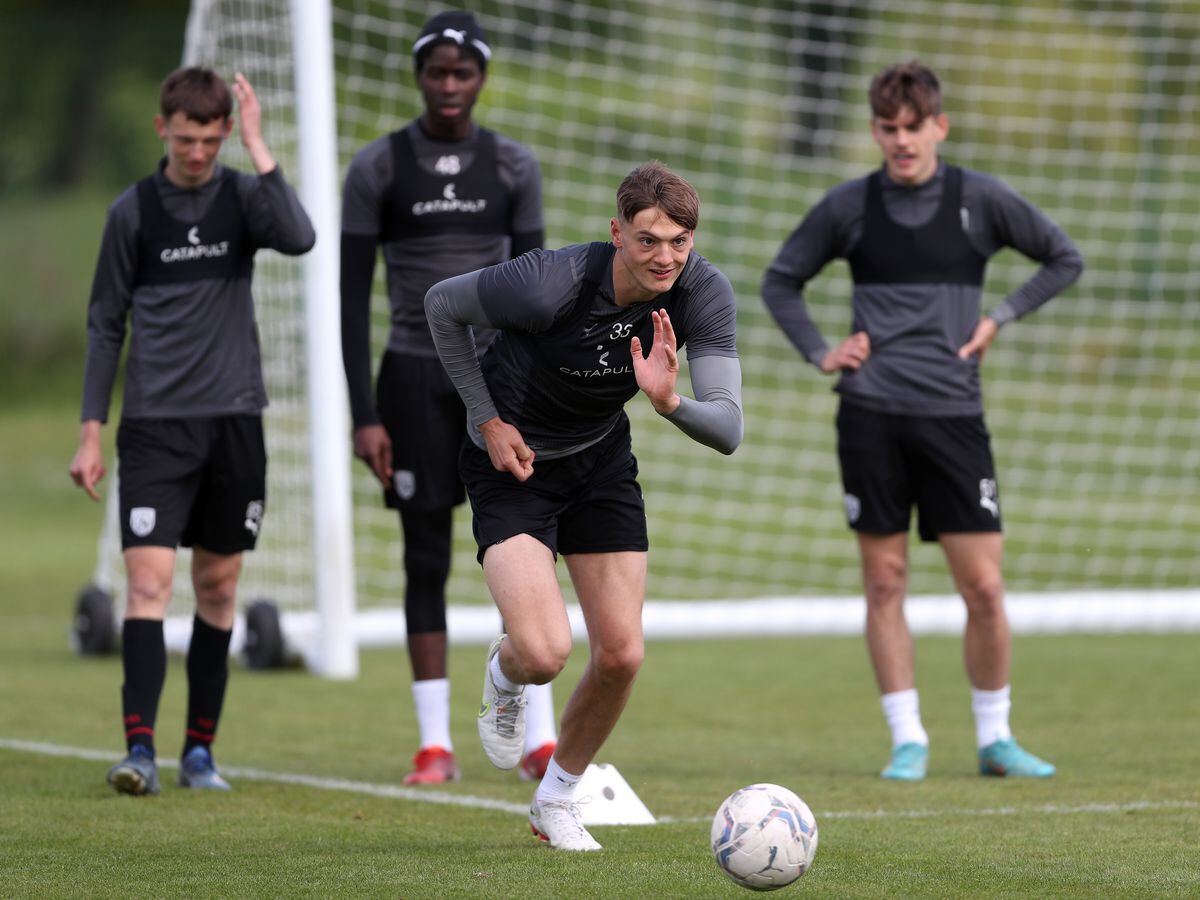 WEST BROMWICH, ENGLAND - MAY 12: Caleb Taylor of West Bromwich Albion at West Bromwich Albion Training Ground on May 12, 2022 in Walsall, England. (Photo by Adam Fradgley/West Bromwich Albion FC via Getty Images).