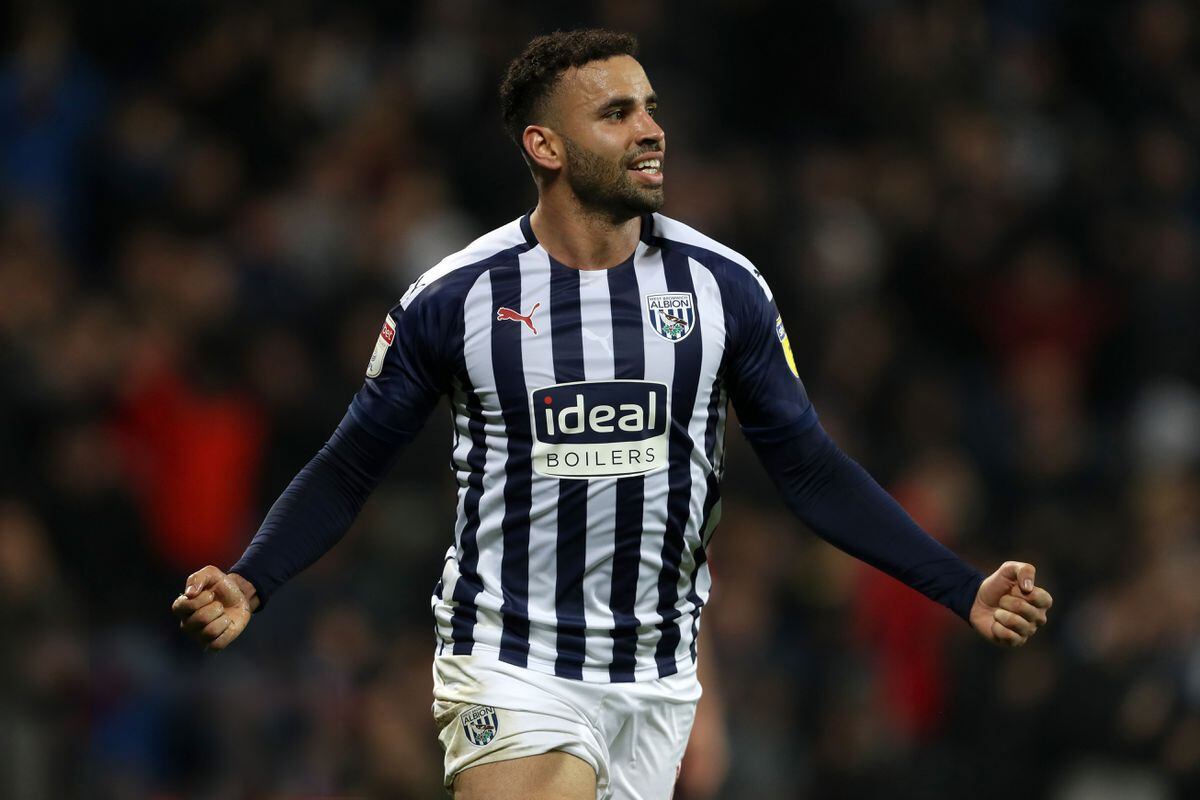 Hal Robson-Kanu of West Bromwich Albion celebrates after scoring a goal to make it 3-1 (AMA)