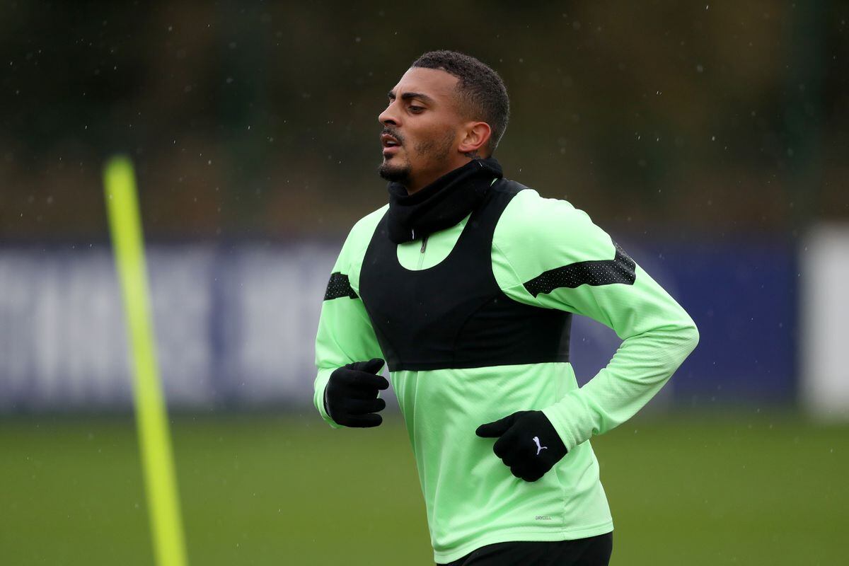 Karlan Grant on his return to training following an injury (Photo by Adam Fradgley/West Bromwich Albion FC via Getty Images).