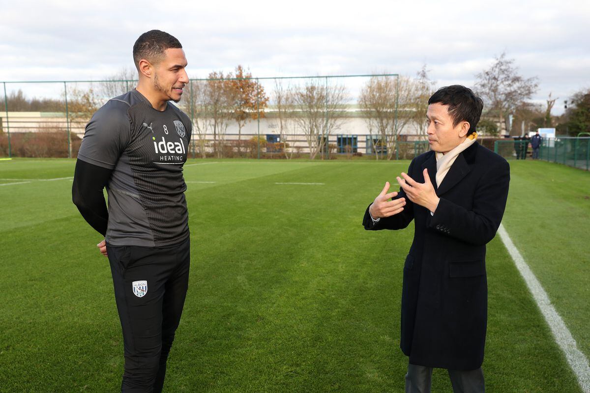 Jake Livermore of West Bromwich Albion and Guochuan Lai (Photo by Adam Fradgley/West Bromwich Albion FC via Getty Images).