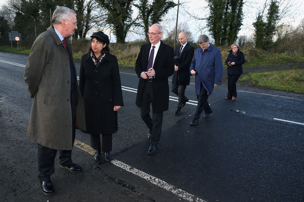 Committee members on the border between Northern Ireland and the Republic of Ireland in Middletown, Co. Armagh. 